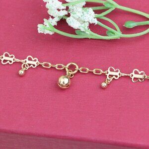 "Rose Gold Plated Charm Bracelet with Bell & Butterfly Accents, XPBL1111